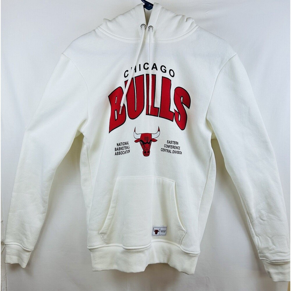 NBA Chicago Bulls Hoodie Men’s Small Primark Kangaroo Pocket White Drawstring